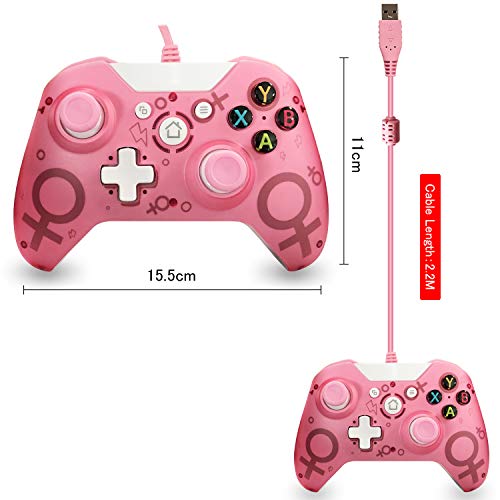 Mando Xbox One con Cable, Wired USB Joystick PC Gamepad para Microsoft & Windows Vista/XP/7/8/10, Controlador Xbox One S, Xbox One X/Xbox Series x Controller (Pink)