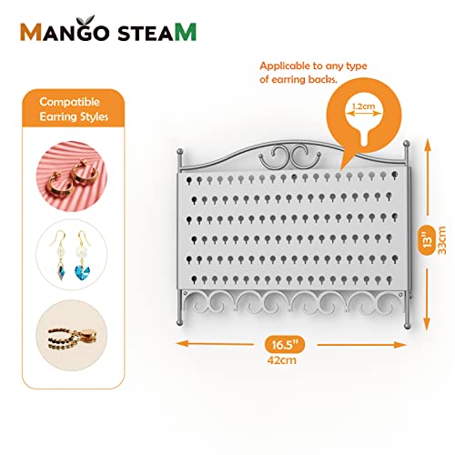 Mango Steam Organizador Montado en la Pared/Armario para Joyas y Pendientes con Ganchos para Collares, Pulseras, Accesorios - Plata