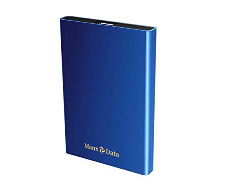 ManxData Disco duro externo portátil USB 3.0 de 1 TB azul para uso con Windows PC, Mac, Smart TV, Xbox One y PS4