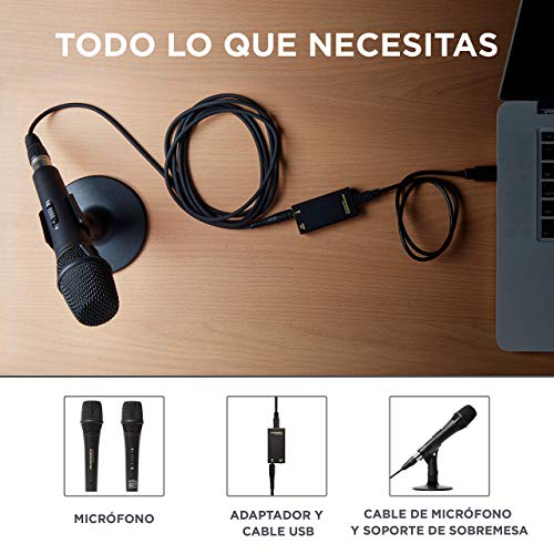 Marantz Professional M4U - Micrófono de Condensador USB con tarjeta de sonido, Soporte de sobremesa para proyectos de Podcast, Streaming, Juegos, transmitir audio y grabar instrumentos musicales o voz