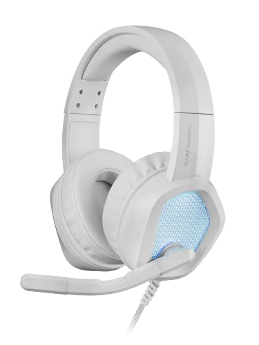 Mars Gaming MH320W Blanco, Auriculares Neodimio RGB Flow, Micrófono y Caja de Control