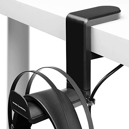 Mars Gaming MHH Negro, Soporte Auriculares Tipo Pinza, Ajustable, Rotación 360º