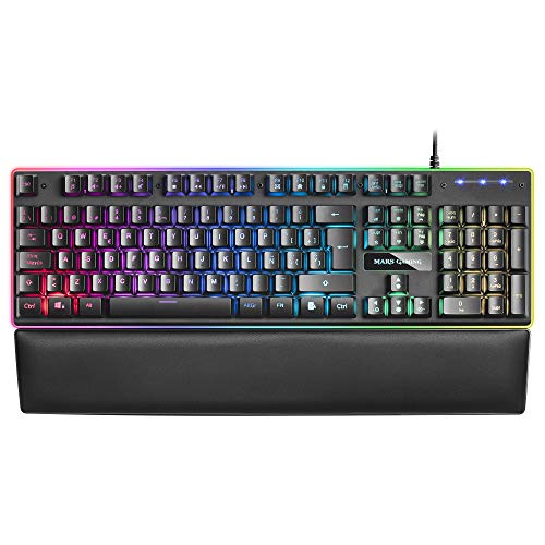 Mars Gaming MK320, Teclado RGB H-Mech, Reposamuñecas Acolchado, Español