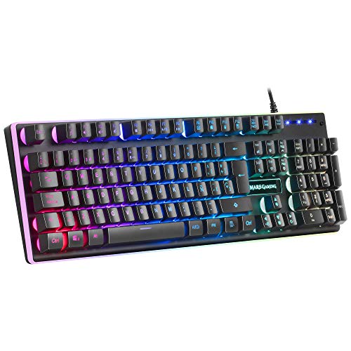 Mars Gaming MK320, Teclado RGB H-Mech, Reposamuñecas Acolchado, Español