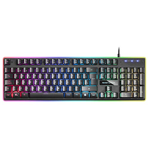 Mars Gaming MK320, Teclado RGB H-Mech, Reposamuñecas Acolchado, Español