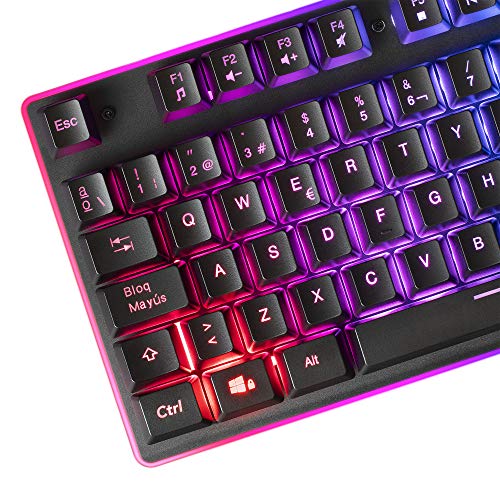 Mars Gaming MK320, Teclado RGB H-Mech, Reposamuñecas Acolchado, Español