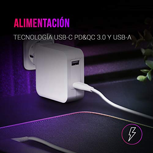 Mars Gaming MNA2W Blanco, Cargador Universal 90W EU/US, USB-C PD&QC 3.0, 6X Adapt