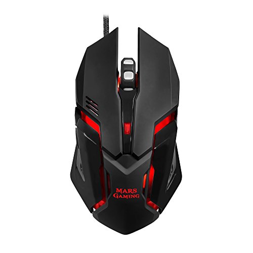 Mars Gaming MRM0 - Ratón PC, 4000DPI, óptico, iluminación RGB Flow + MMP1 Alfombrilla Gaming para PC (Máxima Precisión con Cualquier Ratón, Base de Caucho Natural