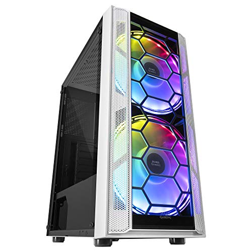 MARSGAMING MC500W, Caja PC ATX, 2 Ventiladores XXL FRGB, Ventana+Rejillas, Blanco