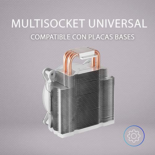 MARSGAMING MCPUXW, Disipador CPU Blanco, TDP 180W, Dual ARGB, Silencioso PWM 12cm