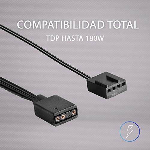 MARSGAMING MCPUXW, Disipador CPU Blanco, TDP 180W, Dual ARGB, Silencioso PWM 12cm