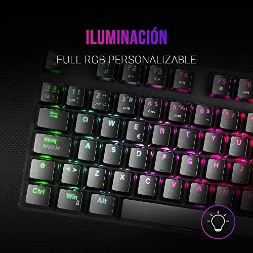 MARSGAMING MKREVOPRO, Teclado Gaming RGB Mecánico, TKL+ NUM, Switch Rojo, ES