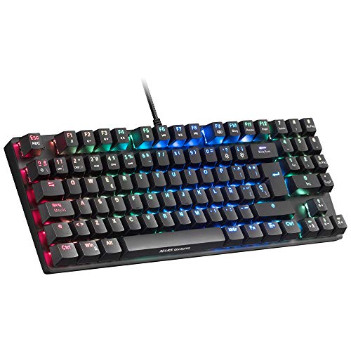 MARSGAMING MKREVOPRO, Teclado Gaming RGB Mecánico, TKL+NUM, Switch Marrón,Portu
