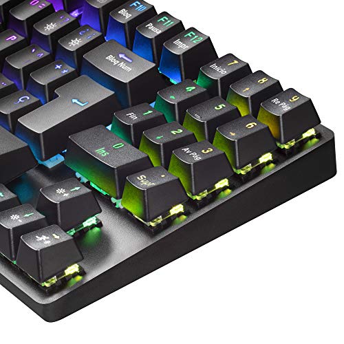 MARSGAMING MKREVOPRO, Teclado Gaming RGB Mecánico, TKL+NUM, Switch Marrón,Portu