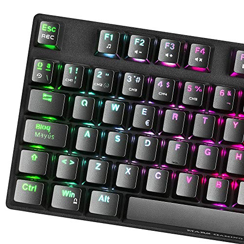 MARSGAMING MKREVOPRO, Teclado Gaming RGB Mecánico, TKL+NUM, Switch Marrón,Portu