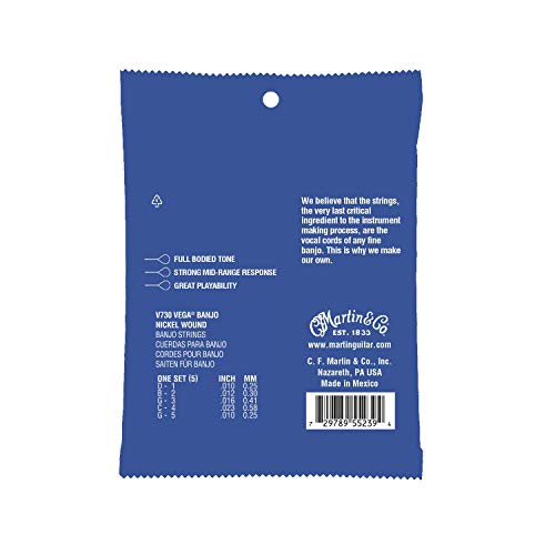 Martin V730 - Juego de cuerdas para banjo, 0.01