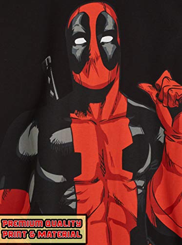 Marvel Camisetas Hombre, Camiseta Hombre Negra y Gris Manga Corta Diseño Deadpool, Merchandising Oficial Regalos para Hombre y Adolescente Talla M-2XL