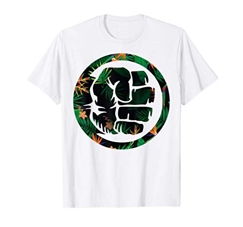 Marvel Hulk Fist Smash Logo Tropical Pattern Camiseta