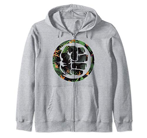 Marvel Hulk Fist Smash Logo Tropical Pattern Sudadera con Capucha