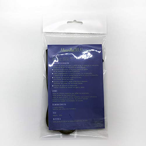 Mascarillas Chulas MASCARILLA HIGIÉNICA DE NIÑO DE TELA REUTILIZABLE NEGRA CON MOTIVOS NAVIDEÑOS DE DINOSAURIOS CON REGALOS, unisex talla niño