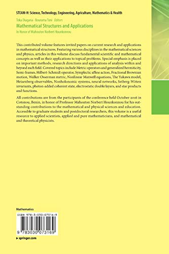Mathematical Structures and Applications: In Honor of Mahouton Norbert Hounkonnou (STEAM-H: Science, Technology, Engineering, Agriculture, Mathematics & Health)