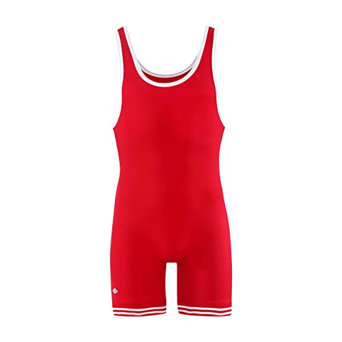 Matman 83 - Camiseta de nailon para lucha libre para adulto - 83 Adult Nylon Red/White Small, S, Rojo/Blanco
