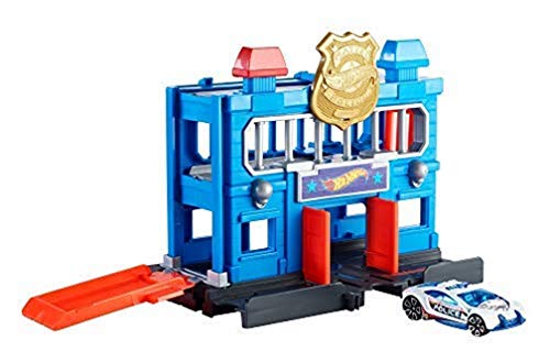 Mattel Hot Wheels-City Escape de la estación de policía, pistas de coches de juguetes niños +4 años, multicolor FNB00 , color/modelo surtido