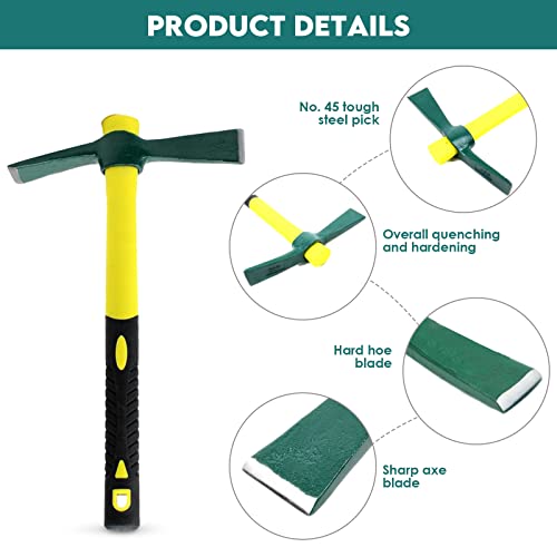 Mattock Hoe Micro Pick Axe Tool Jardinería Desmalezado Mini Acero Pico De Fibra De Vidrio Mango Eje Pick Axe Pickaxe Garden Farm Tool 38.5 * 22.5 Cm