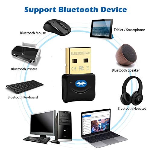 Maxesla Adaptador Bluetooth para PC, 4.0 USB Bluetooth PC, Bluetooth Transmisor y Receptor para PC con Windows XP/7/8/10/Vista, Compatible con Auriculares, Altavoces, Teclados, Ratónes, Negro