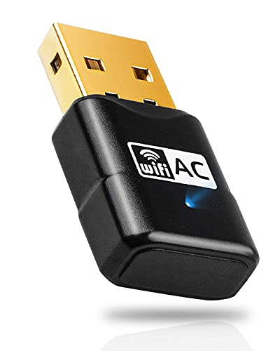 Maxesla Antena WiFi USB, AC 600Mbps Mini Adaptador WiFi USB Dual Band 2.4G/5GHz, Receptor WiFi USB para PC Desktop Laptop, USB WiFi Soporta Windows XP,Vista,7,8,10/Mac OS X 10.9-10.14, Negro