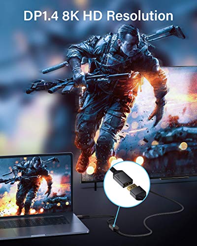 Maxonar Adaptador USB C DisplayPort 8K@60Hz DP1.4 4K@60Hz/144Hz /120Hz 5K@60Hz 2K@240Hz Adaptador Thunderbolt 3 DisplayPort HBR3 DSC for MacBook Pro Mac Mini DELL XPS VESA