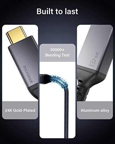 Maxonar Adaptador USB C DisplayPort 8K@60Hz DP1.4 4K@60Hz/144Hz /120Hz 5K@60Hz 2K@240Hz Adaptador Thunderbolt 3 DisplayPort HBR3 DSC for MacBook Pro Mac Mini DELL XPS VESA