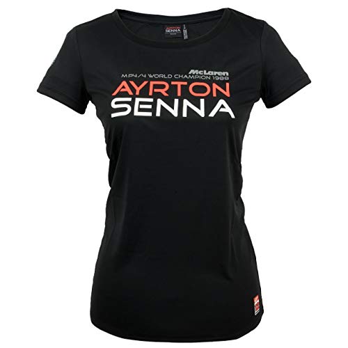 MBA-SPORT Ayrton Senna Camiseta de Mujer Mclaren Mundo Champion 1988 Negro - Negro, XL