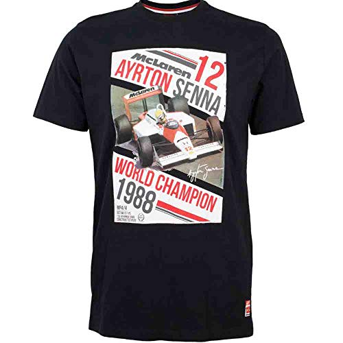 MBA-SPORT Ayrton Senna McLaren - Camiseta del World Champion 1988, color negro, Negro , medium