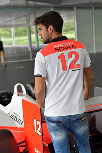 MBA-SPORT Ayrton Senna McLaren - Polo del Campeón del Mundo de 1988, ASV-17-550, Blanco, extra-large