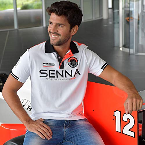 MBA-SPORT Ayrton Senna McLaren - Polo del Campeón del Mundo de 1988, ASV-17-550, Blanco, extra-large
