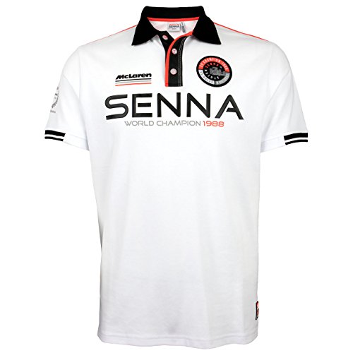 MBA-SPORT Ayrton Senna McLaren - Polo del Campeón del Mundo de 1988, ASV-17-550, Blanco, extra-large
