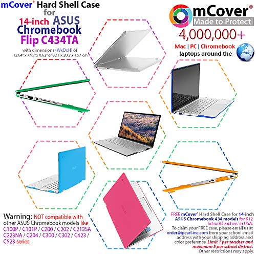 mCover - Carcasa rígida para portátil ASUS Chromebook Flip C434TA Series 2 en 1 de 14 Pulgadas (no Compatible con Otros Chromebooks de ASUS) Transparente