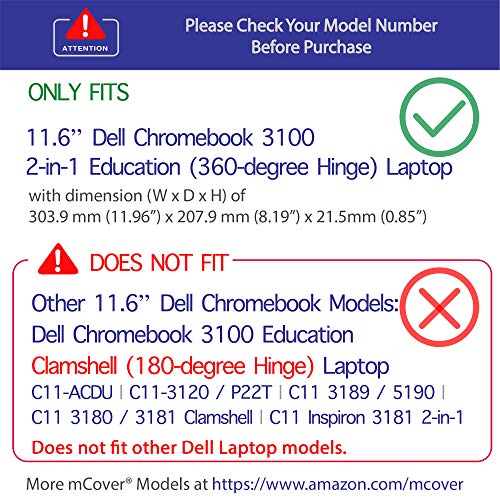 mCover Dell-C3100-2in1 - Carcasa rígida para portátil Dell Chromebook 3100 2 en 1 (bisagra de 360 grados) de 11,6" (no compatible con 3181 2 en 1, 210/3120/3180/3189/5190/3100) Púrpura