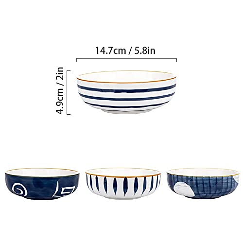 MDZF SWEET HOME Juego de cuencos para cereales, ensaladera, pasta, cuenco de porcelana, cuenco con diseño japonés