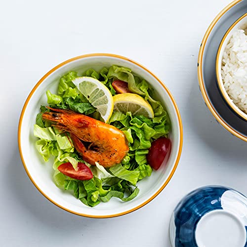 MDZF SWEET HOME Juego de cuencos para cereales, ensaladera, pasta, cuenco de porcelana, cuenco con diseño japonés