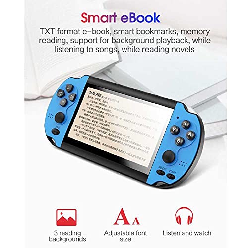 MEIXIANG Consola De Juegos Portátil Nostálgica 4.3 Pulgadas HD Pantalla Grande 8G Doble Balancín Incorporado 10,000 Juego Retro Handheld Videojuego Azul