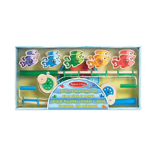 Melissa & Doug- Wooden Catch & Count Fishing Game Juego de Cañas de Pescar Magnéticas, Multicolor (15149) , color, modelo surtido