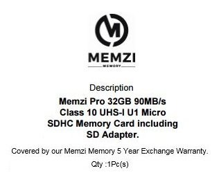 MEMZI Pro 32 GB 90 MB/s Clase 10 Tarjeta de Memoria Micro SDHC con Adaptador SD para Nintendo Wii, Switch, Switch Lite or 2DS, 2DS XL, 3DS, 3DS XL, DSi XL, DSi Consolas