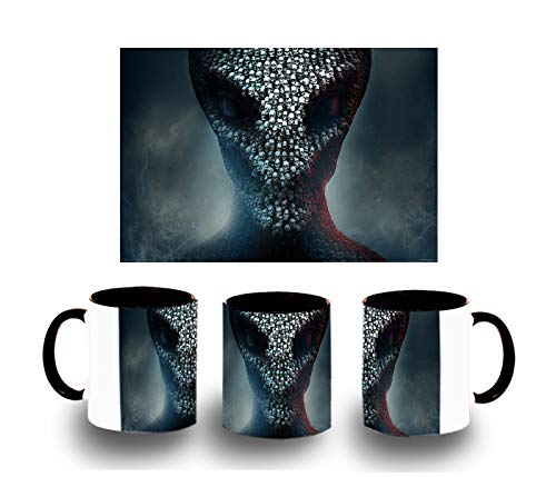 MERCHANDMANIA Taza Negra Calavera Alien Juego Shooter Color mug