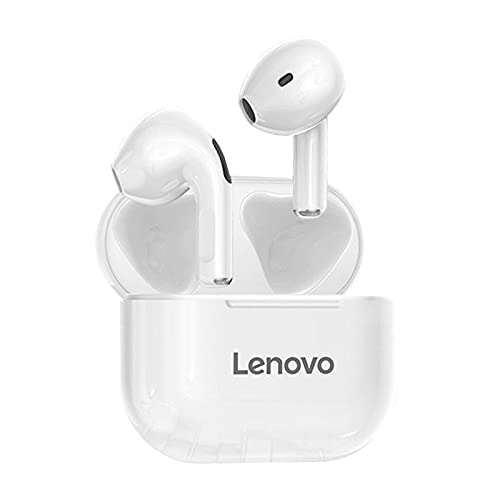 MERIGLARE Auriculares Inalámbricos Pequeños LP40, Estuche de Carga para Auriculares Bluetooth, Auriculares Deportivos con Sonidos Graves con Control Táctil de M - White