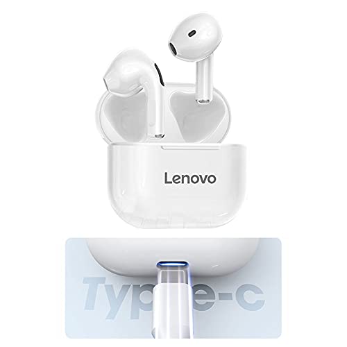 MERIGLARE Auriculares Inalámbricos Pequeños LP40, Estuche de Carga para Auriculares Bluetooth, Auriculares Deportivos con Sonidos Graves con Control Táctil de M - White
