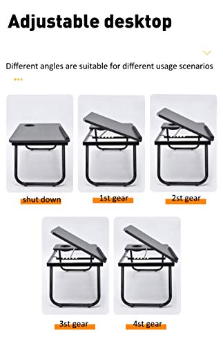 Mesa Plegable para Ordenador portátil, para Leer o Desayuno, con Soporte para BebidasMesa portátil Plegable para Cama, Mesa para portátil, pupitres para Leer o desayunar con (portavasos) (Gris oscuro)