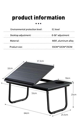 Mesa Plegable para Ordenador portátil, para Leer o Desayuno, con Soporte para BebidasMesa portátil Plegable para Cama, Mesa para portátil, pupitres para Leer o desayunar con (portavasos) (Gris oscuro)