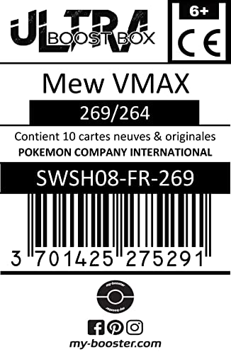 Mew VMAX (Mew VMAX) 269/264 Golpe Fusion Secreta Alternativo - Myboost X Epée et Bouclier 8 - Poing de Fusion - Box de 10 Cartas Pokémon Francés